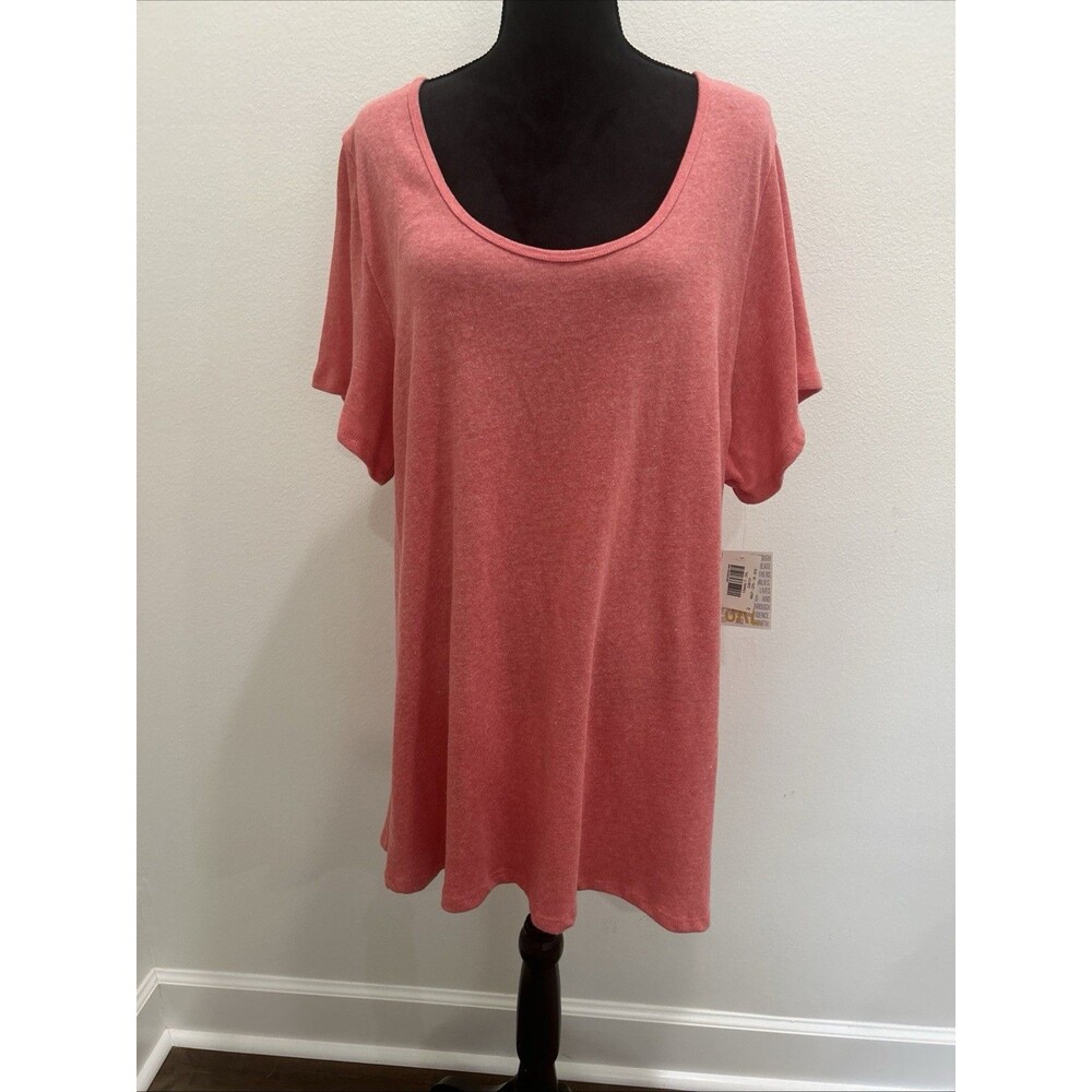 Lularoe Womens Plus 3X T-Shirt Solid Coral Short Sleeve Scoop Neck New With Tag